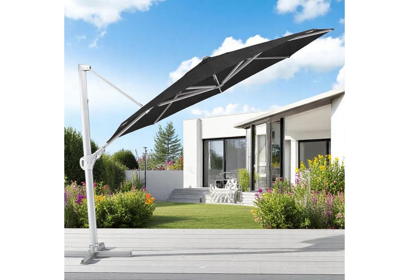 Kettler Easy Swing LED Ampelschirm 350 cm Anthrazit Aluminium