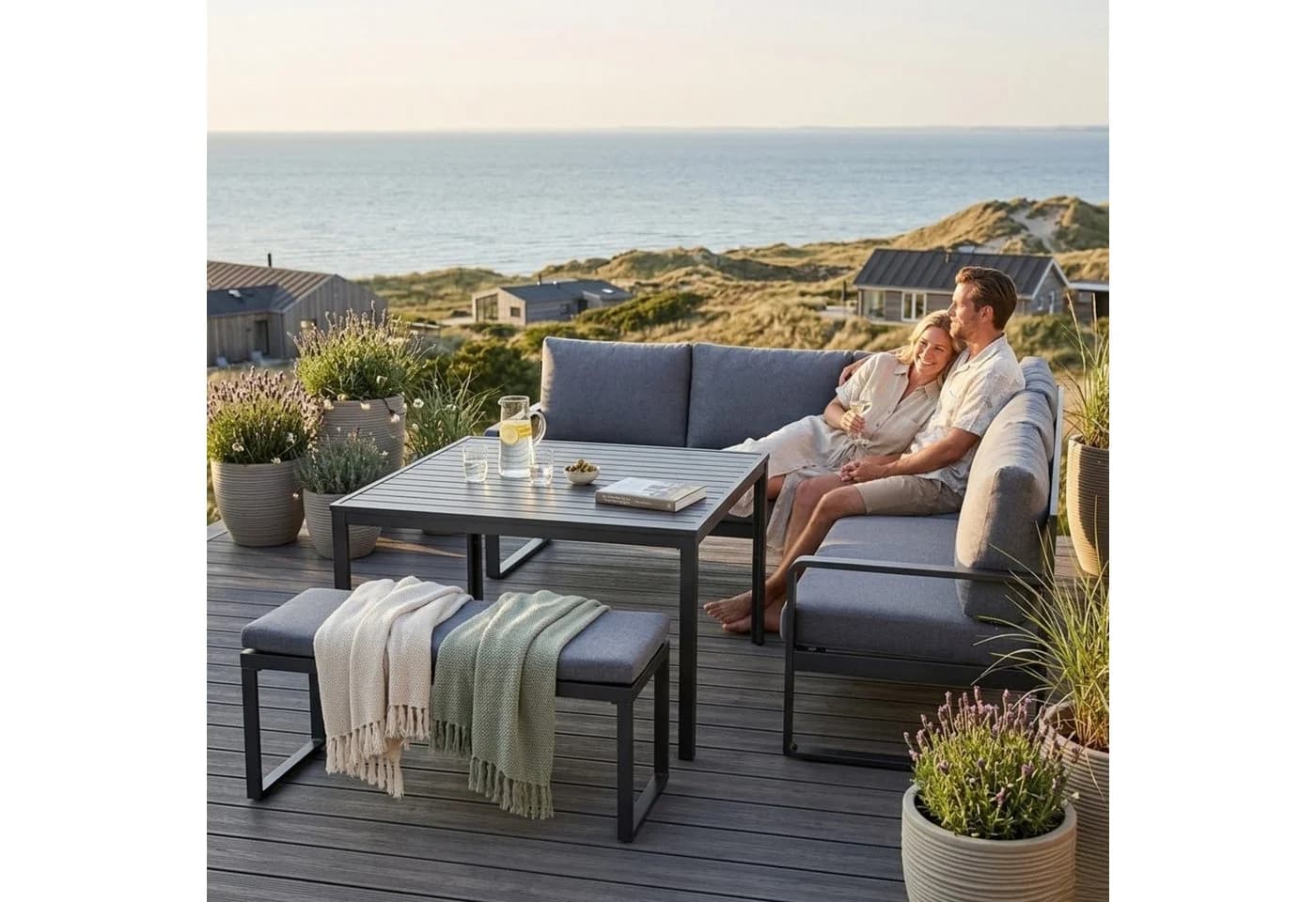 Kettler Loungeset OCEAN CD Eckset inkl. Kissen anthrazit/grau