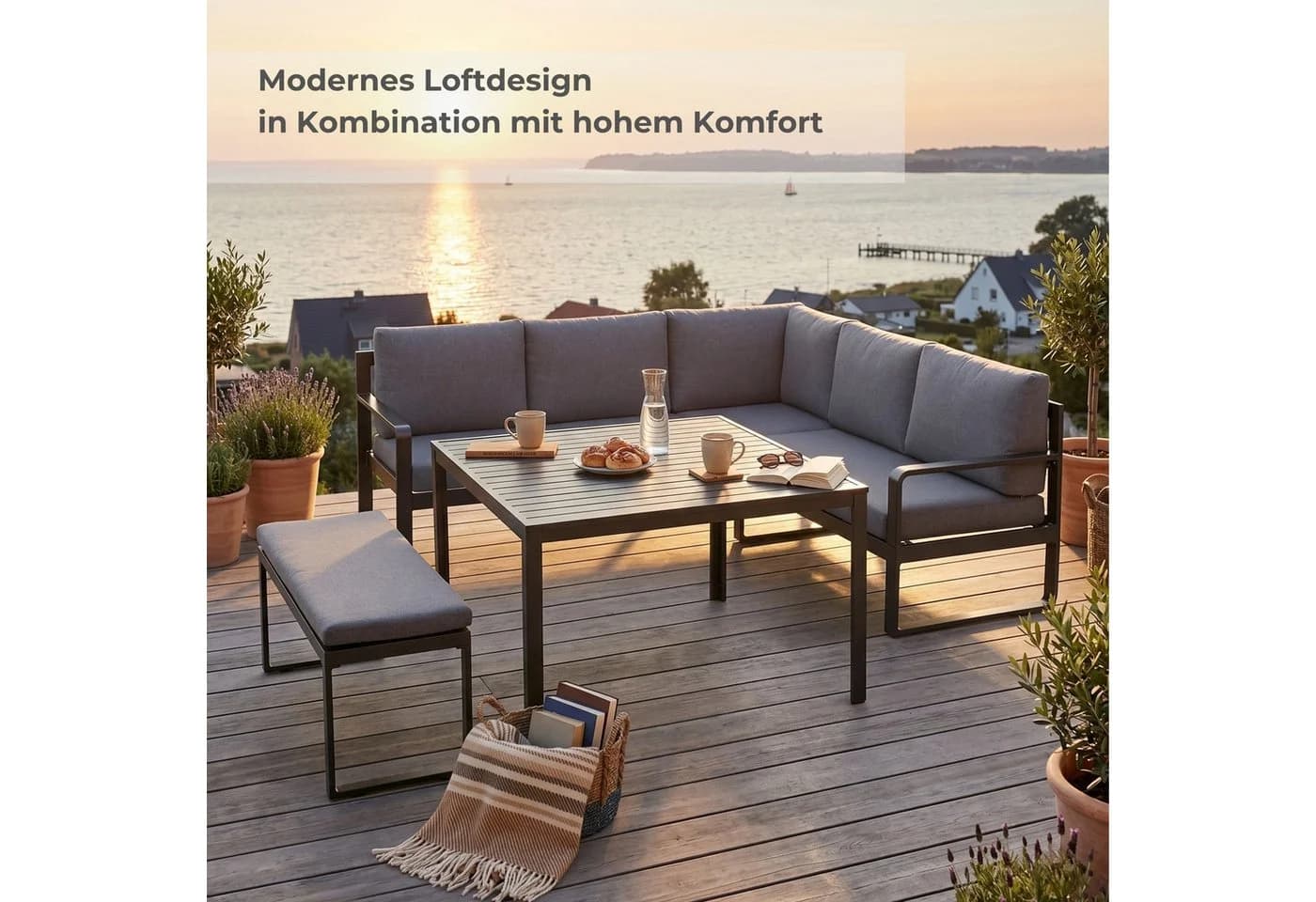 Kettler Loungeset OCEAN CD Eckset inkl. Kissen anthrazit/grau - Bild 4