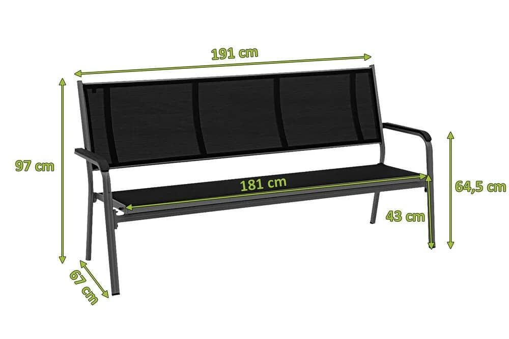 KETTLER Gartenbank BasicPlus 3er-Bank Anthrazit Aluminium - Bild 3