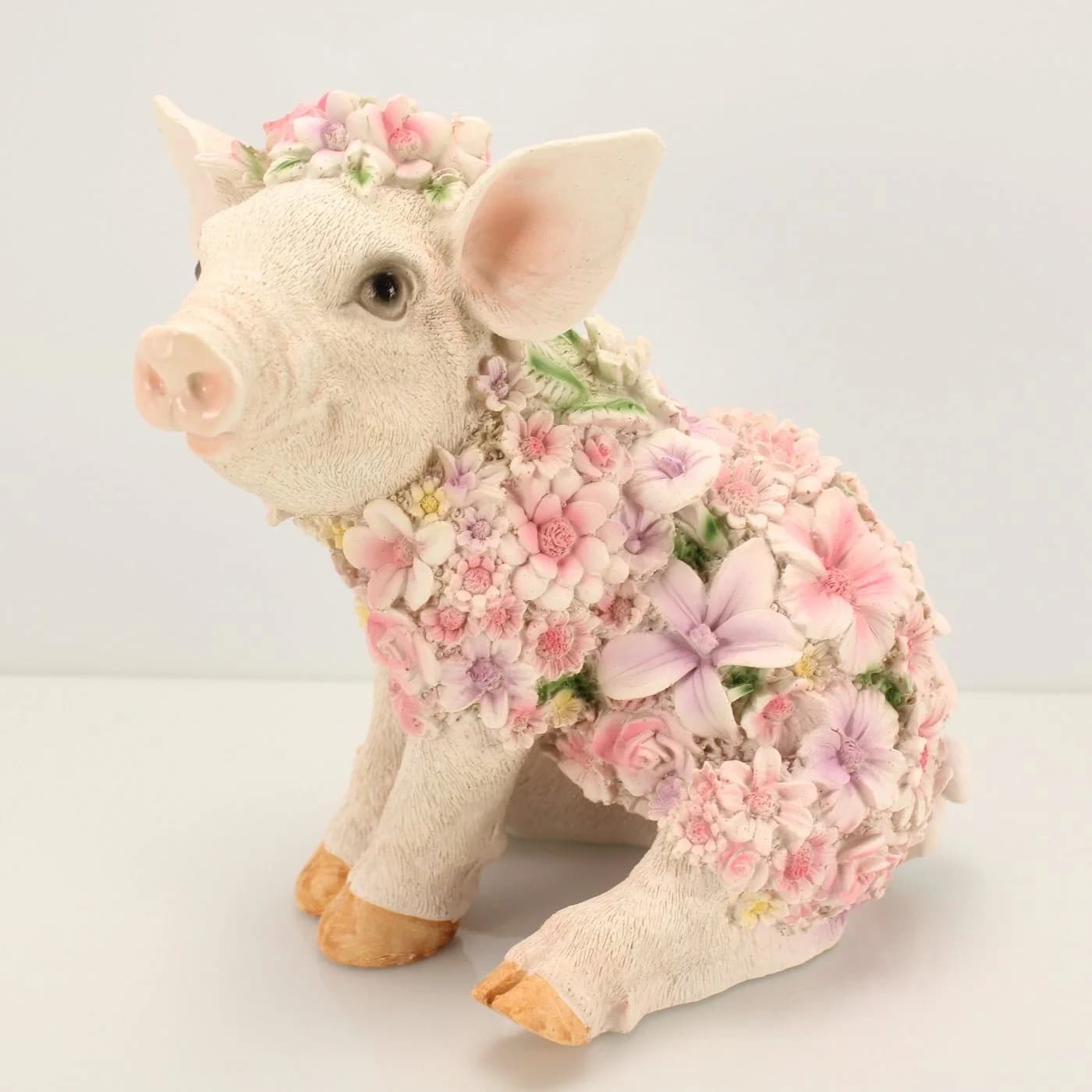 Online-Fuchs Gartenfigur Schwein weiß Blumenkleid - Bild 3