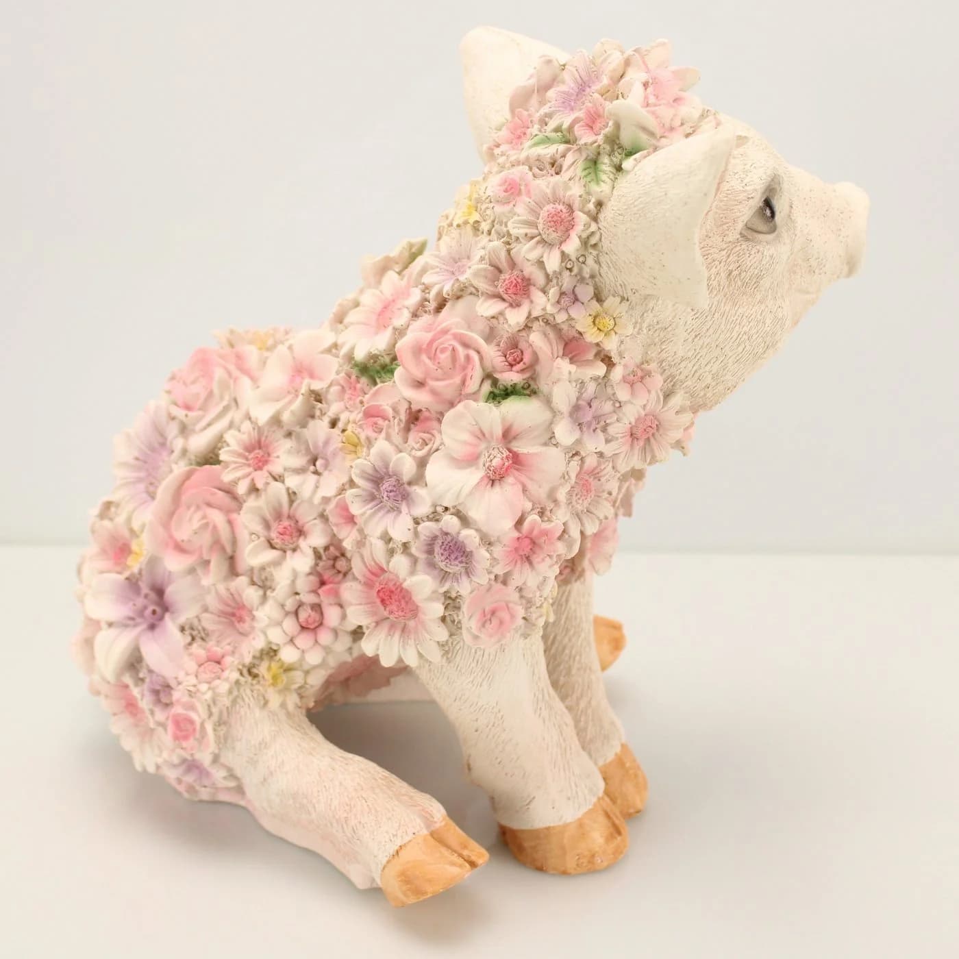 Online-Fuchs Gartenfigur Schwein weiß Blumenkleid - Bild 4
