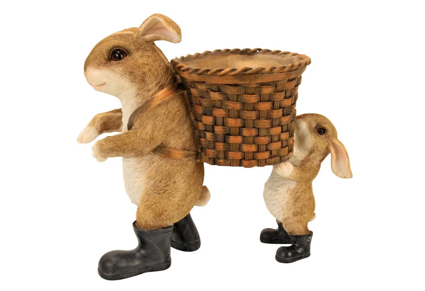 Online-Fuchs Gartenfigur 2 Hasen mit Blumentopf 24 cm