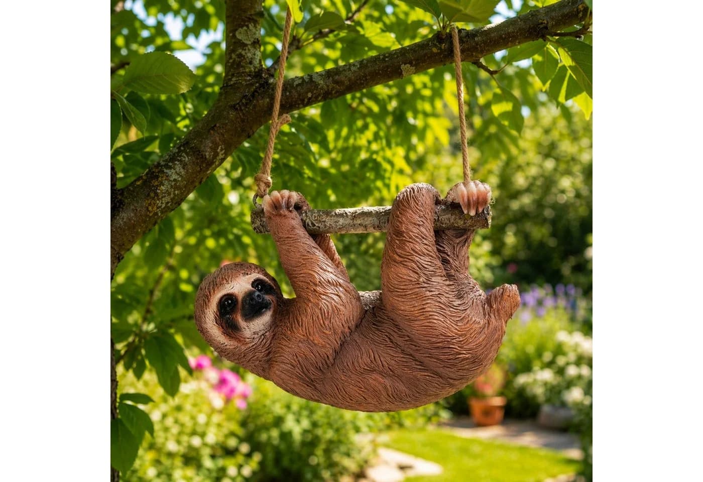 Online-Fuchs Gartenfigur Faultier zum Aufhängen Braun Polyresin - Bild 2