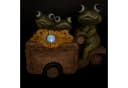 Online-Fuchs Gartenfigur Froschbande auf Lastenrad mit LED-Solarbeleuchtung Bild 1