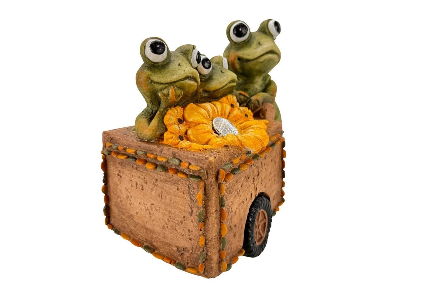 Online-Fuchs Gartenfigur Froschbande auf Lastenrad mit LED-Solarbeleuchtung - Bild 4