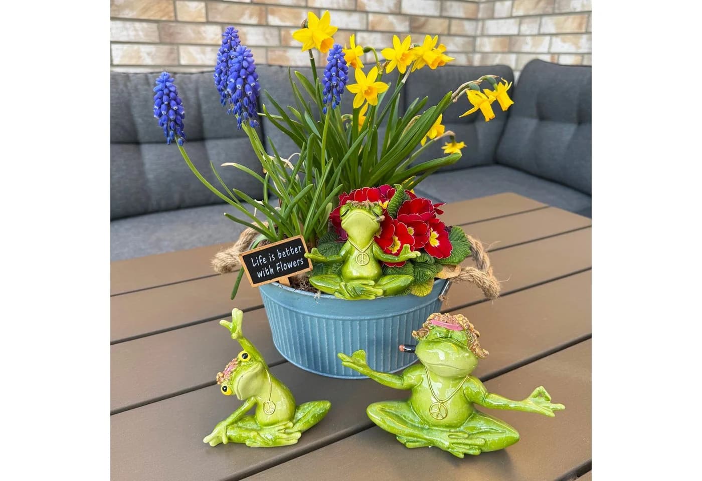Online-Fuchs Yoga Frosch Gartenfigur Set