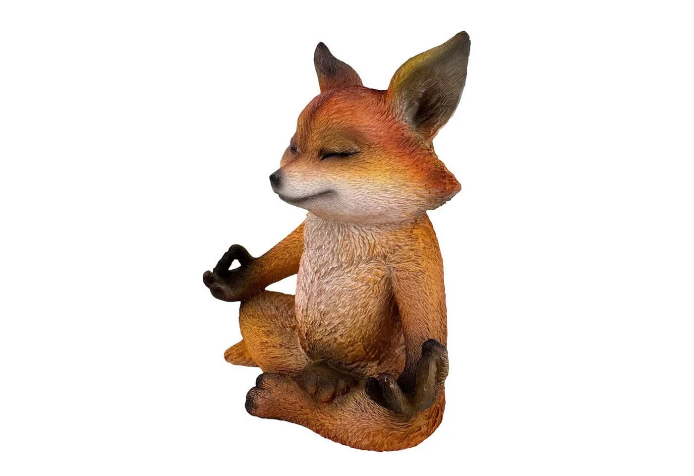 Online-Fuchs Gartenfigur Yoga Fuchs in Meditation - Dekoration Figuren für außen geeignet, aus Kunstharz (Polyresin) - Wetterfest