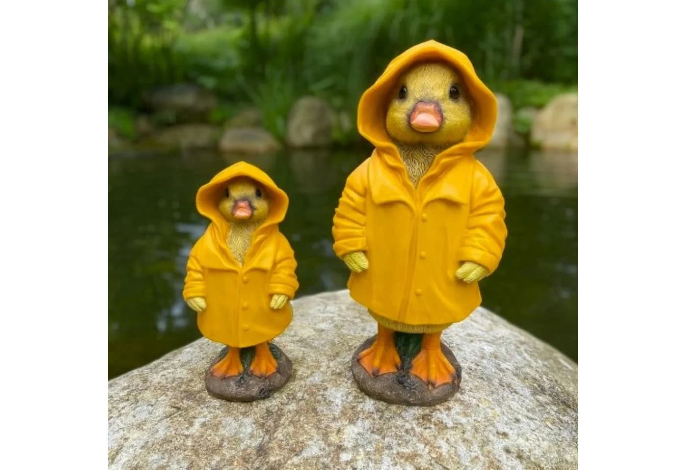 Online-Fuchs Gartenfigur Ente Regenmantel Gelb Kunstharz - Bild 2