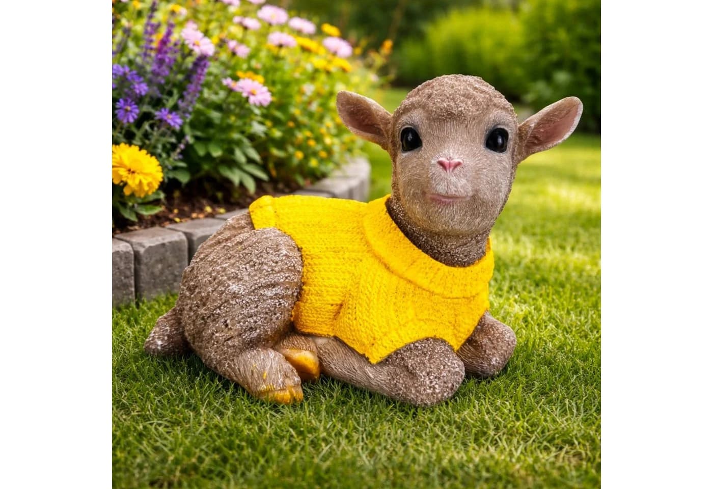Online-Fuchs Gartenfigur süßes Schaf, Lamm für draußen - Deko Figuren Garten, Balkon, Terrasse, 23 cm groß - Bild 2