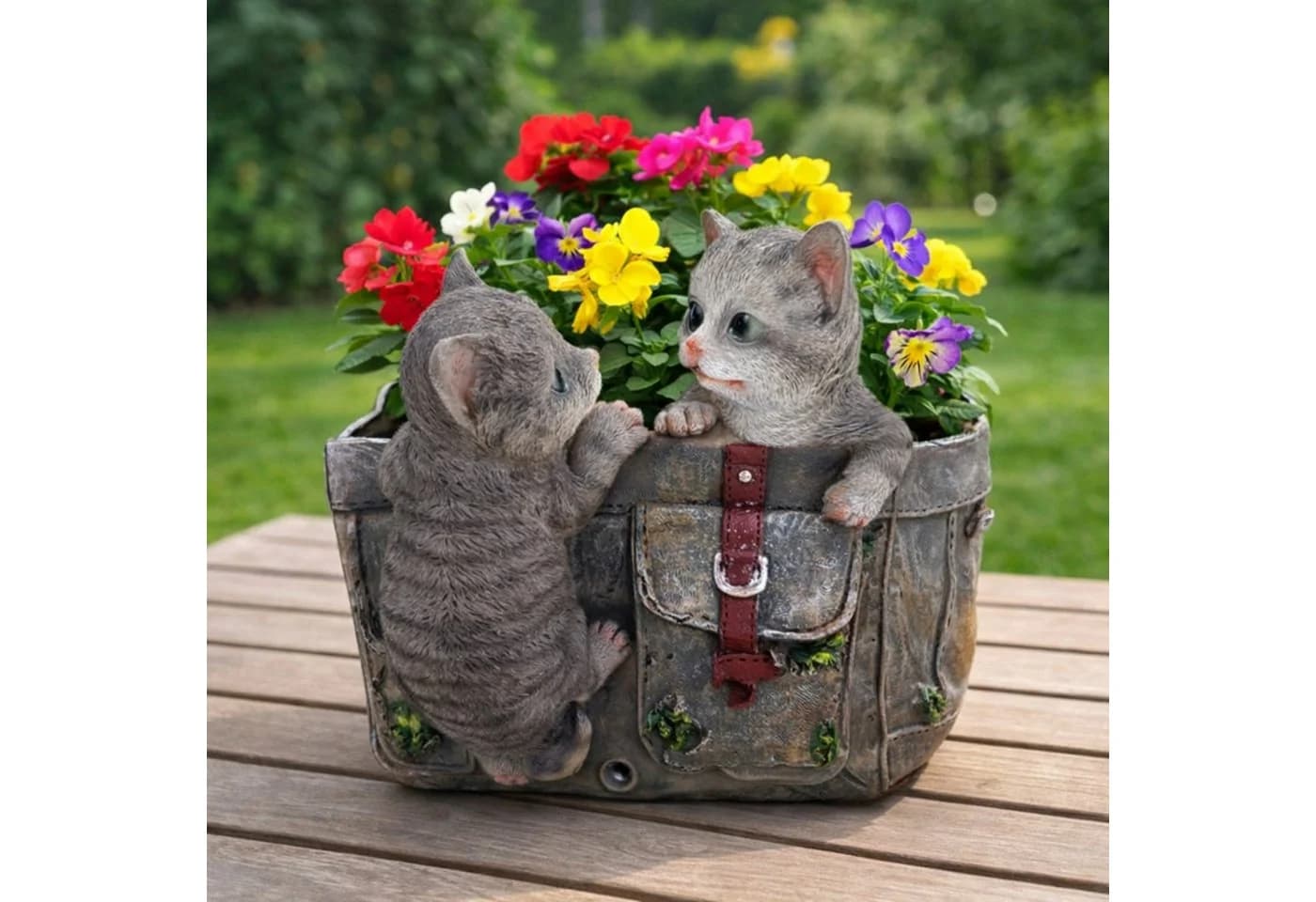 Online-Fuchs Gartenfigur Katzen mit Blumentopf - Bild 2