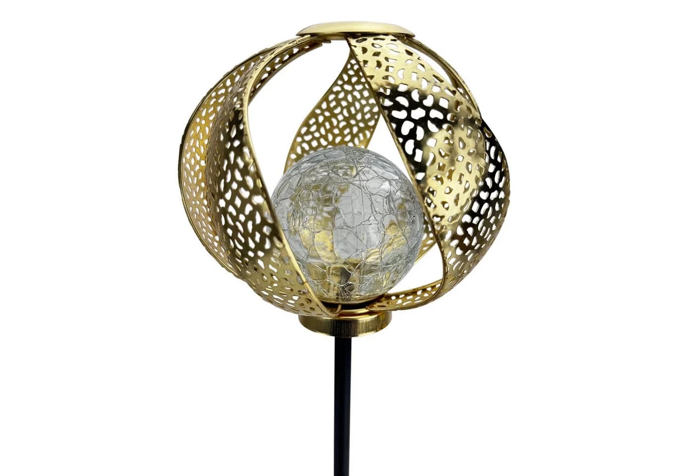 Online-Fuchs Gartenstecker Solar LED Bruchglasoptik Metall Gold/Silber