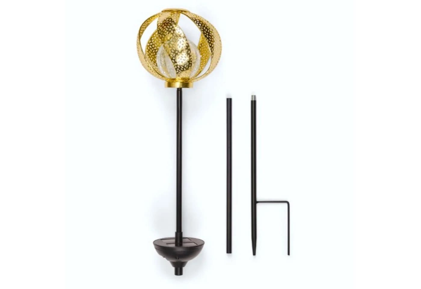 Online-Fuchs Gartenstecker Solar LED Bruchglasoptik Metall Gold/Silber - Bild 3