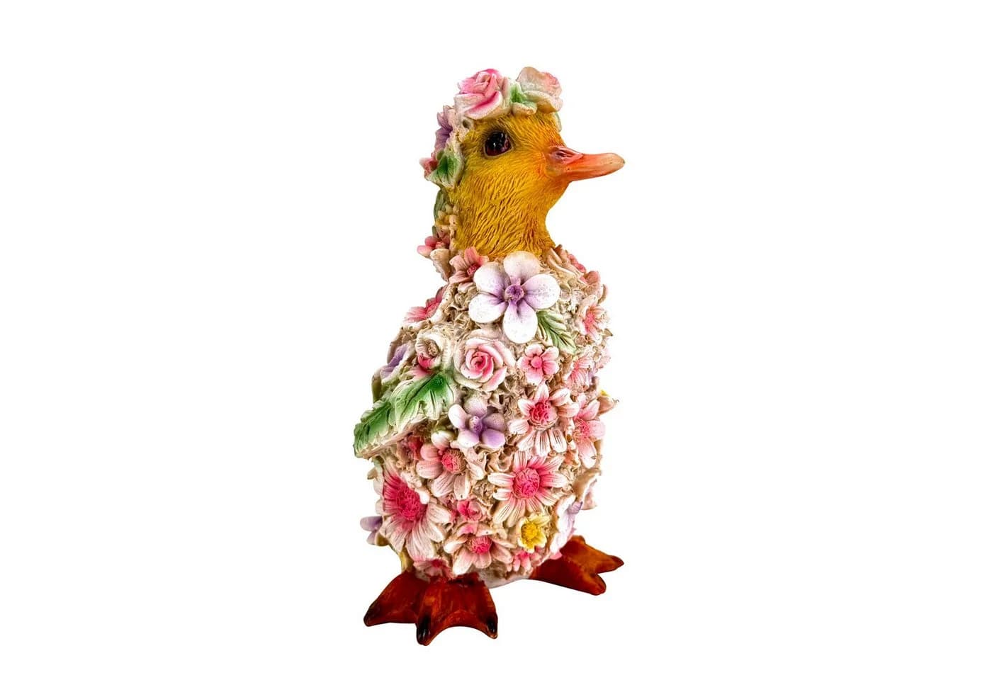 Online-Fuchs Gartenfigur süßes Entenküken im Blumenkleid 18 cm