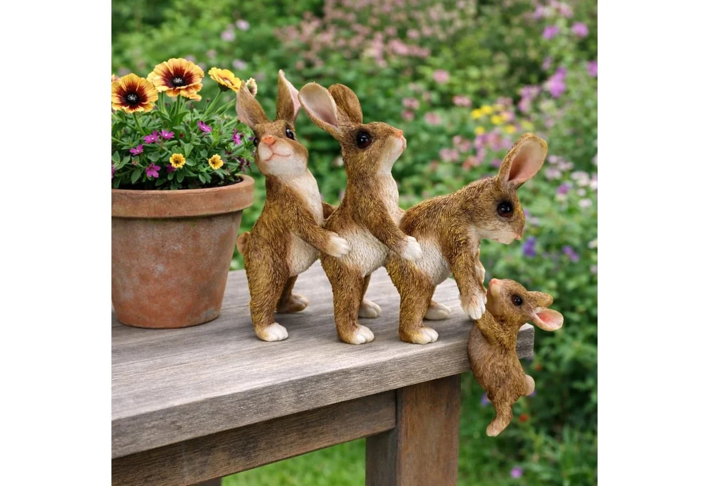 Online-Fuchs Gartenfigur süße Hasen Polonaise Kantenhocker - Bild 2