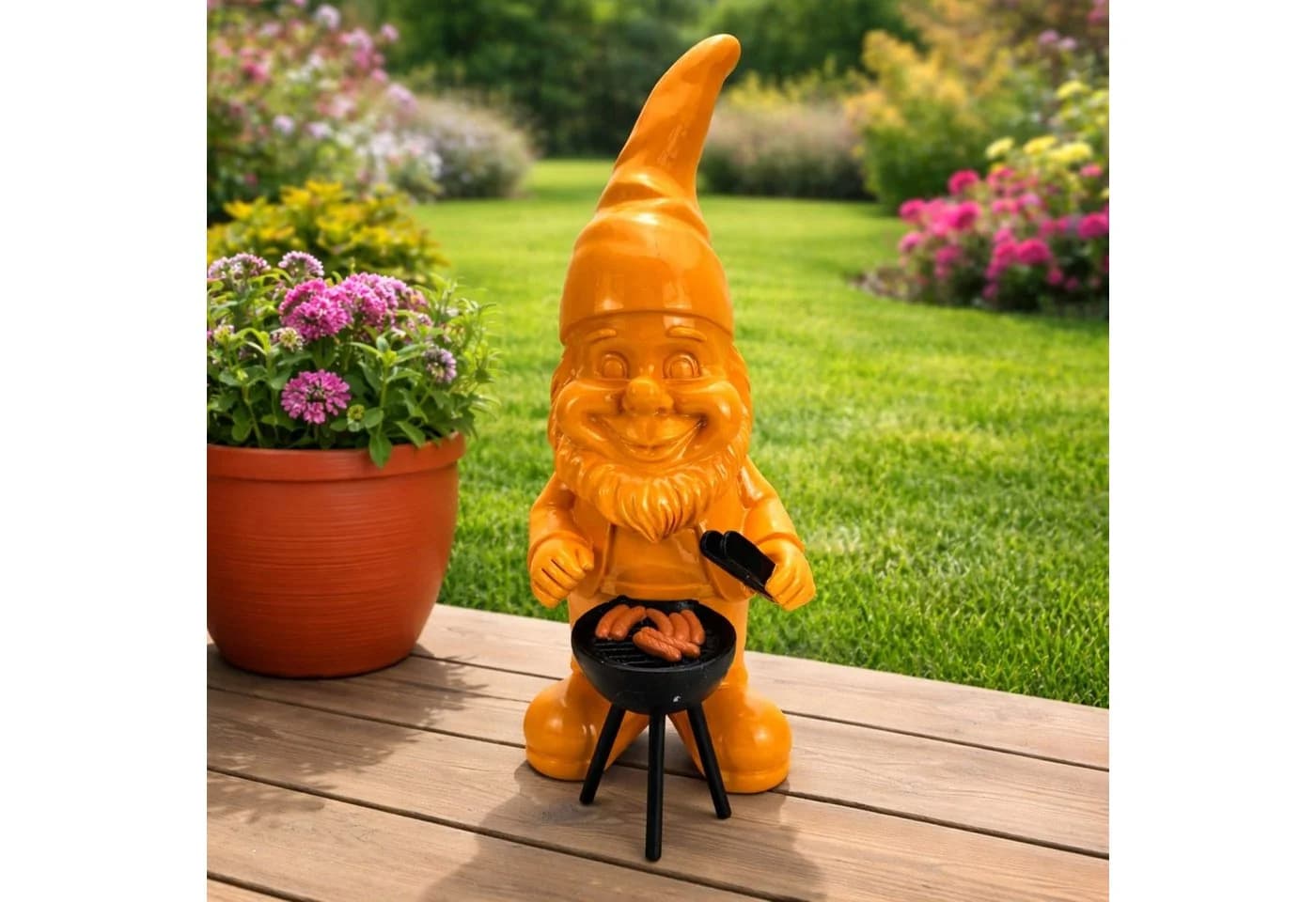 Online-Fuchs Gartenzwerg mit Grill Orange 37 cm - Bild 2