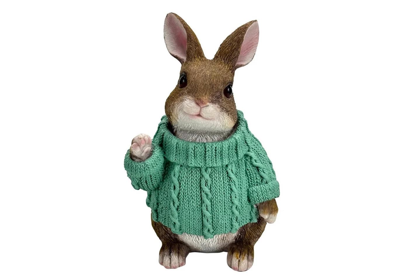 Online-Fuchs Gartenfigur süßer Hase im Pulli Türkis