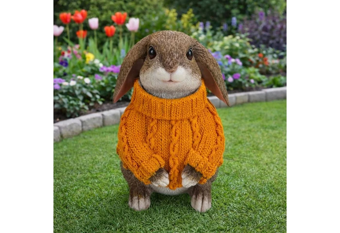 Online-Fuchs Gartenfigur süßer Hase mit Pullover - Bild 2