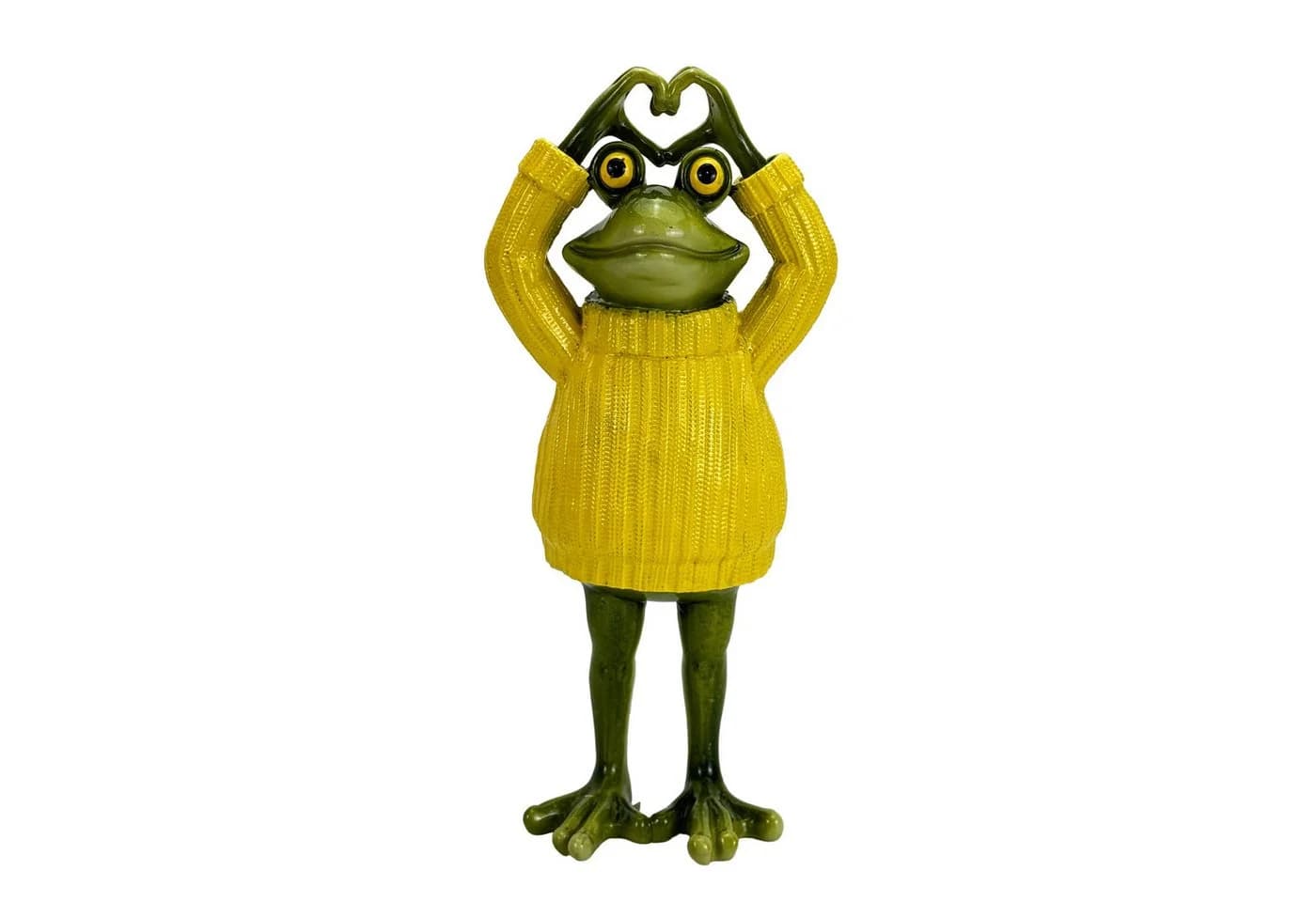 Online-Fuchs Gartenfigur Frosch mit Pullover Gelb Wetterfest