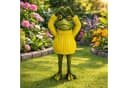 Online-Fuchs Gartenfigur Frosch mit Pullover Gelb Wetterfest Bild 2