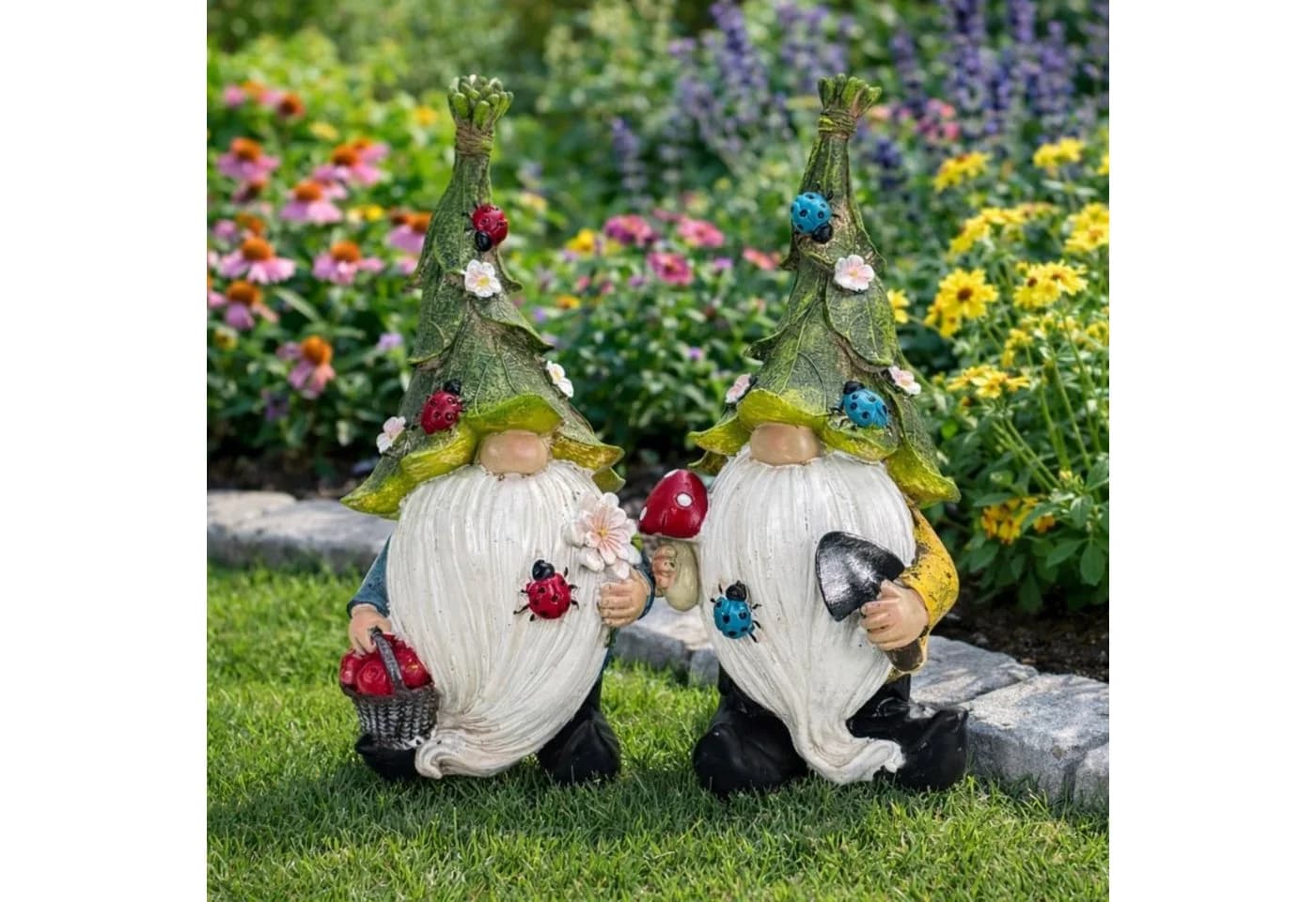 Online-Fuchs Gartenfigur 2er Set Gartenzwerge Polyresin - Bild 2