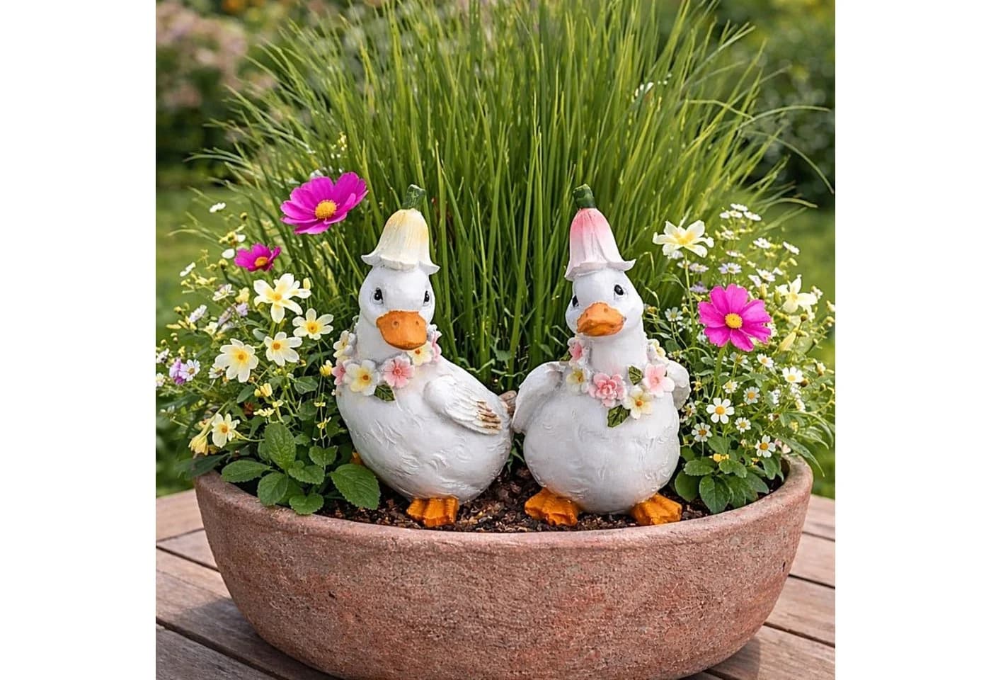 Online-Fuchs 2er Set kleine Gänse Gartenfigur weiß wetterfest - Bild 2