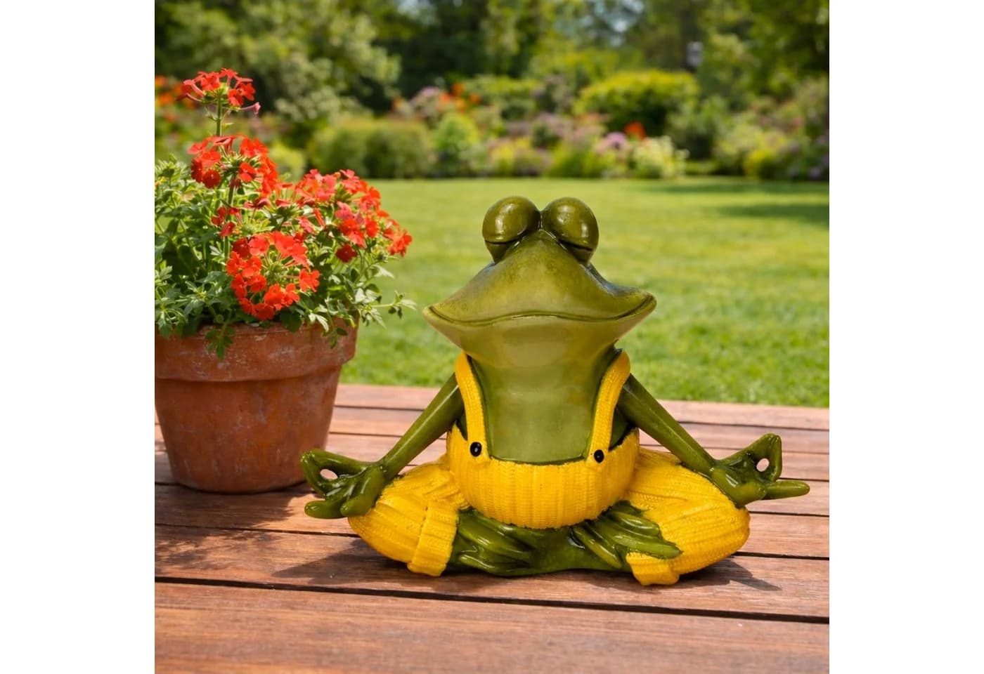 Online-Fuchs Yoga Frosch Deko Figur Garten Gelb Kunstharz - Bild 2