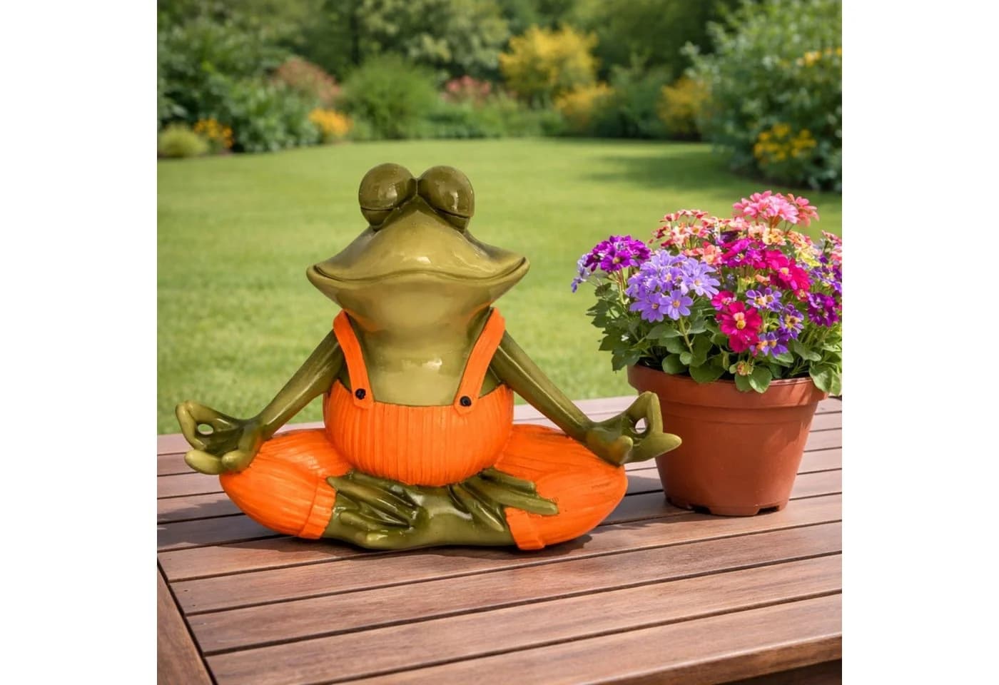 Online-Fuchs Yoga Frosch Deko Figur Orange Kunstharz - Bild 2