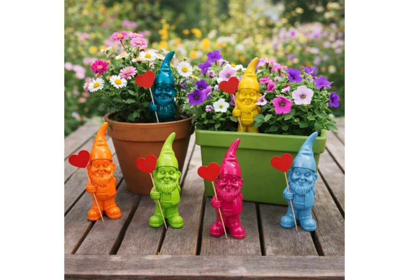 Online-Fuchs 6er Set Bunte Gartenzwerge 17,5 cm Kunstharz - Bild 2