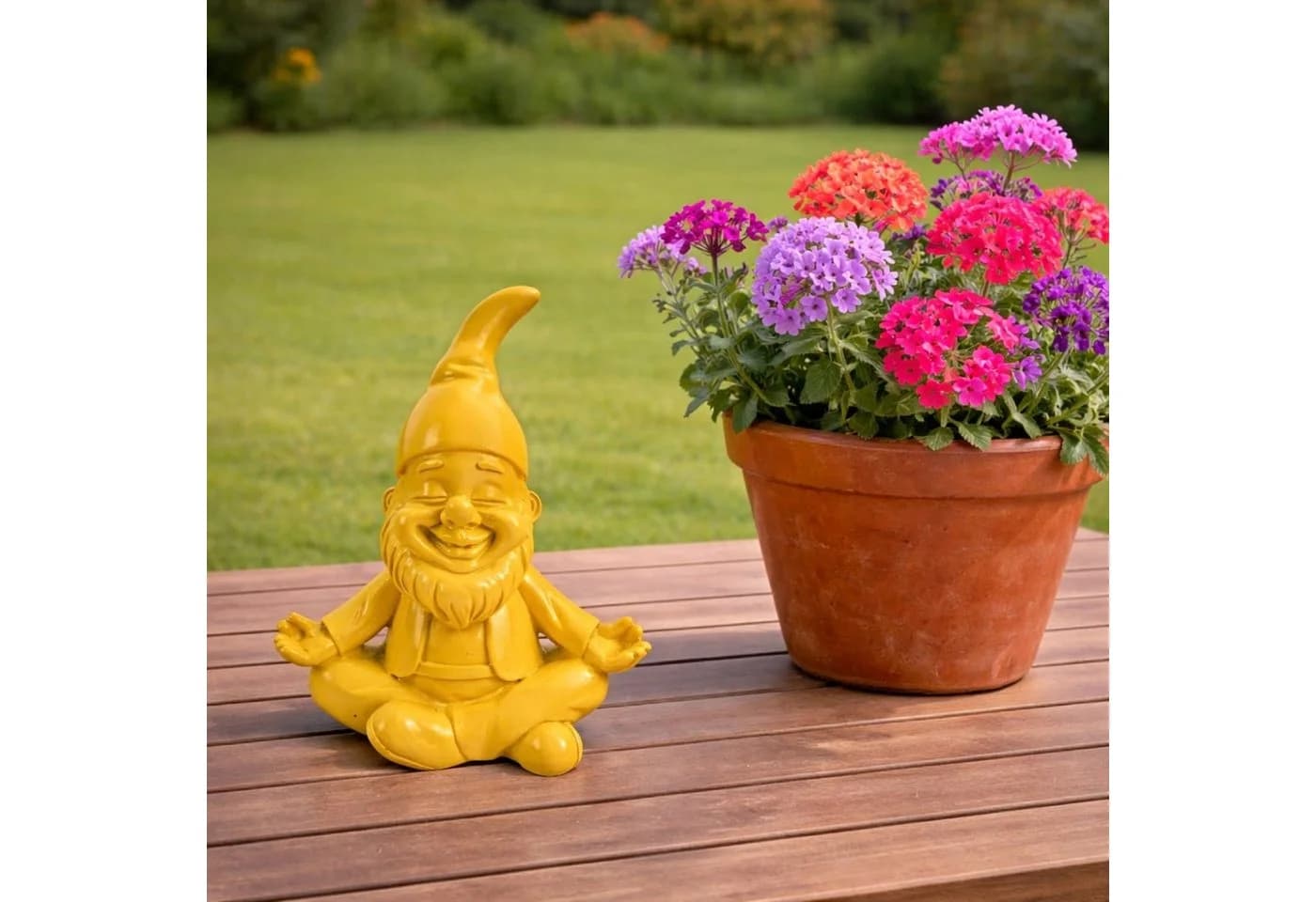Online-Fuchs Gartenfigur Yoga-Position Gelb - Bild 2