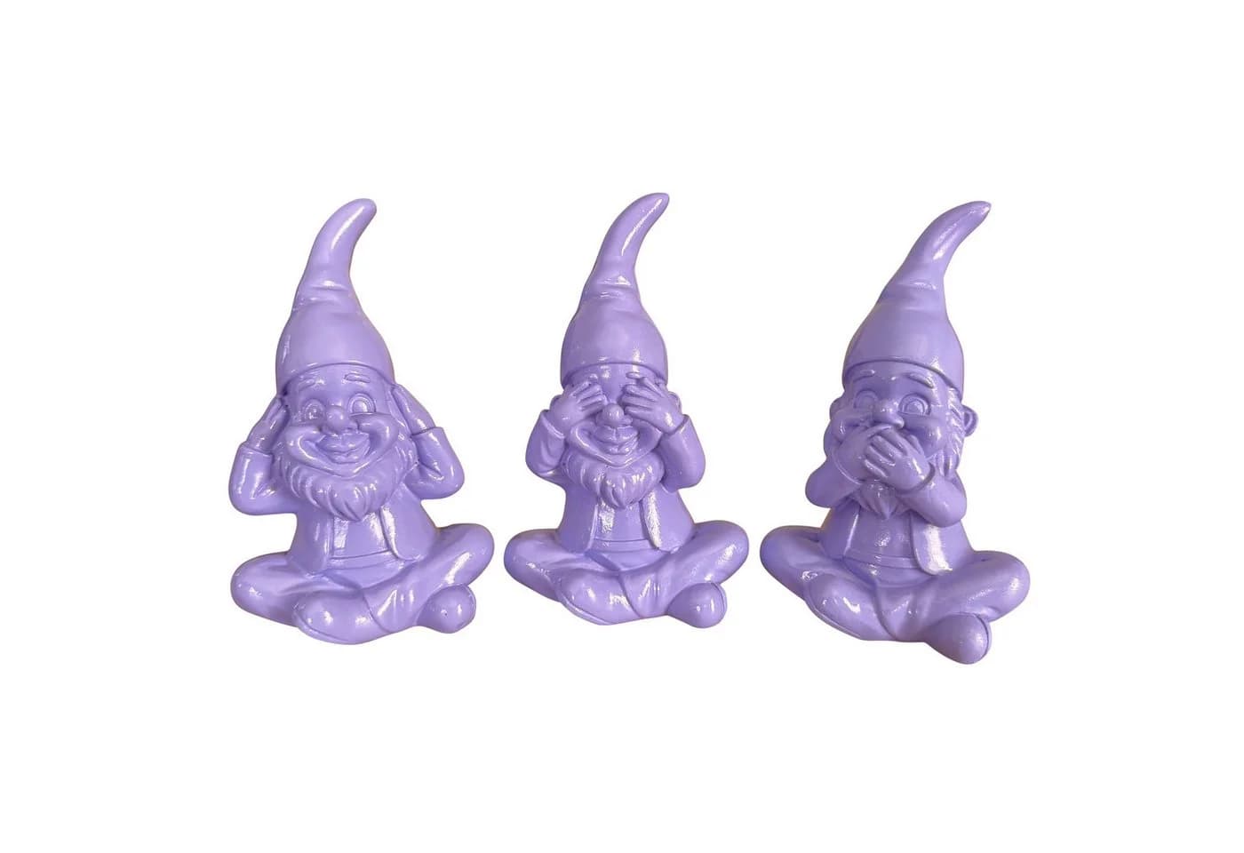 Online-Fuchs 3er Set Gartenzwerge Deko Figuren 16 cm Violett