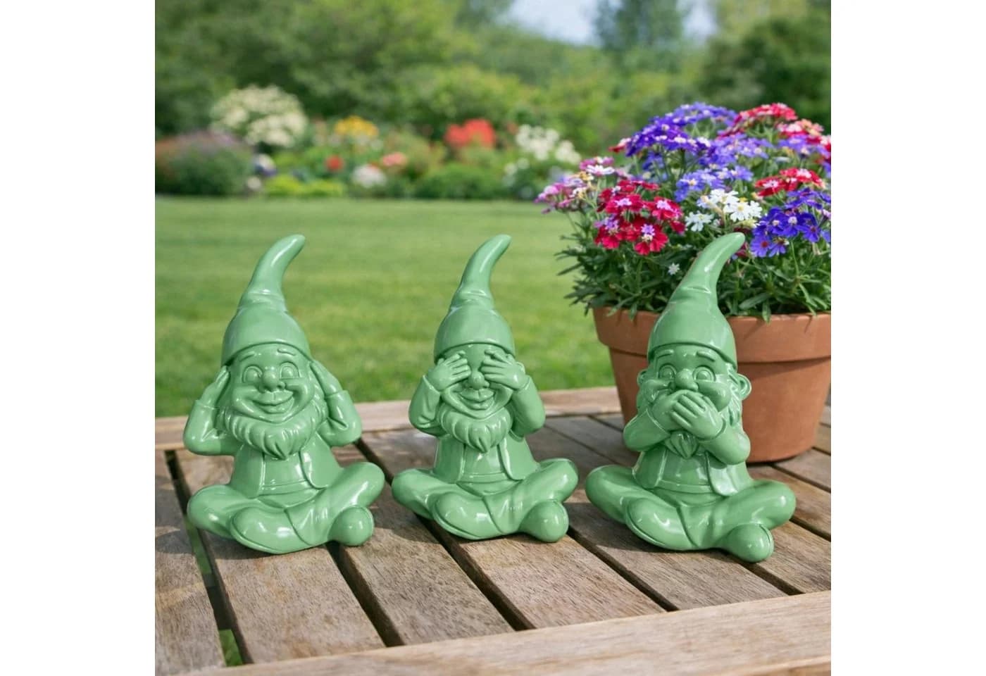 Online-Fuchs 3er Set Gartenzwerge Deko Figuren Wetterfest Modern - Bild 2