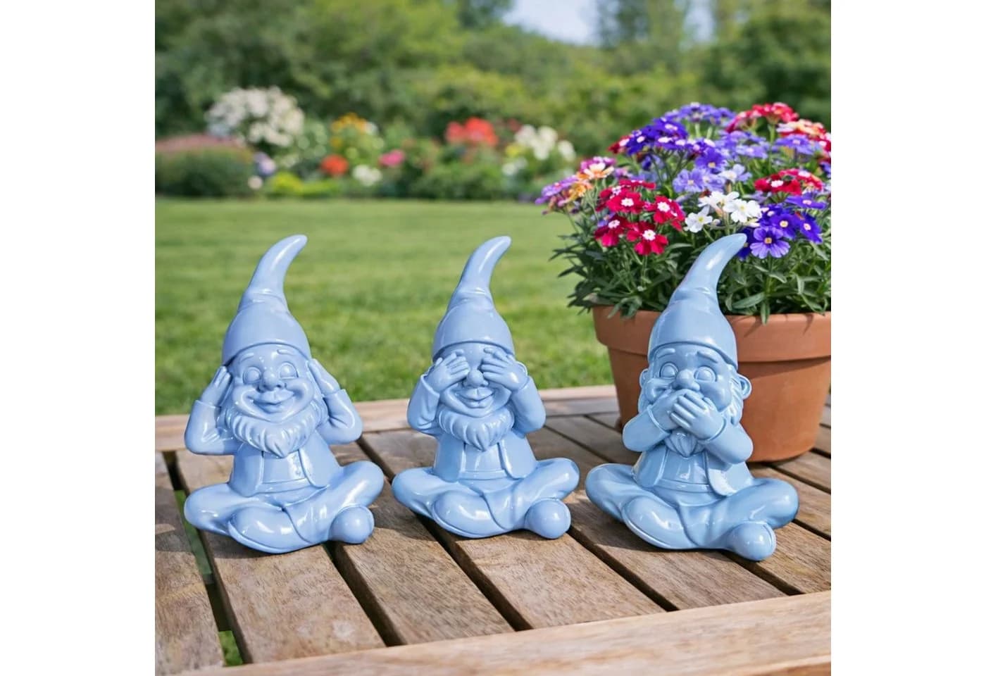 Online-Fuchs 3er Set Gartenzwerge blau 16 cm - Bild 2