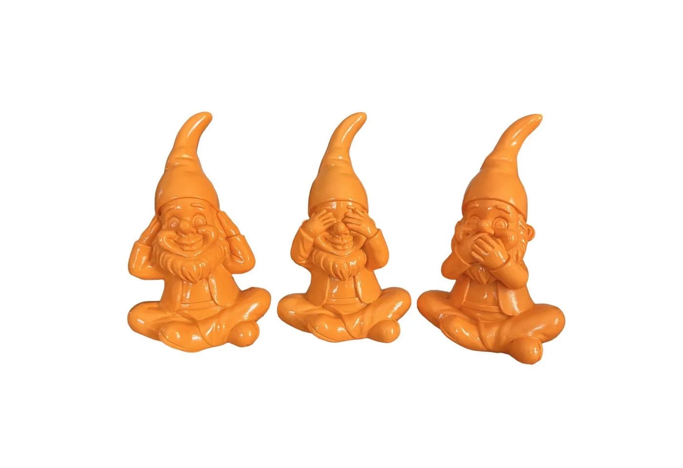 Online-Fuchs 3er Set Gartenzwerge Orange Kunstharz