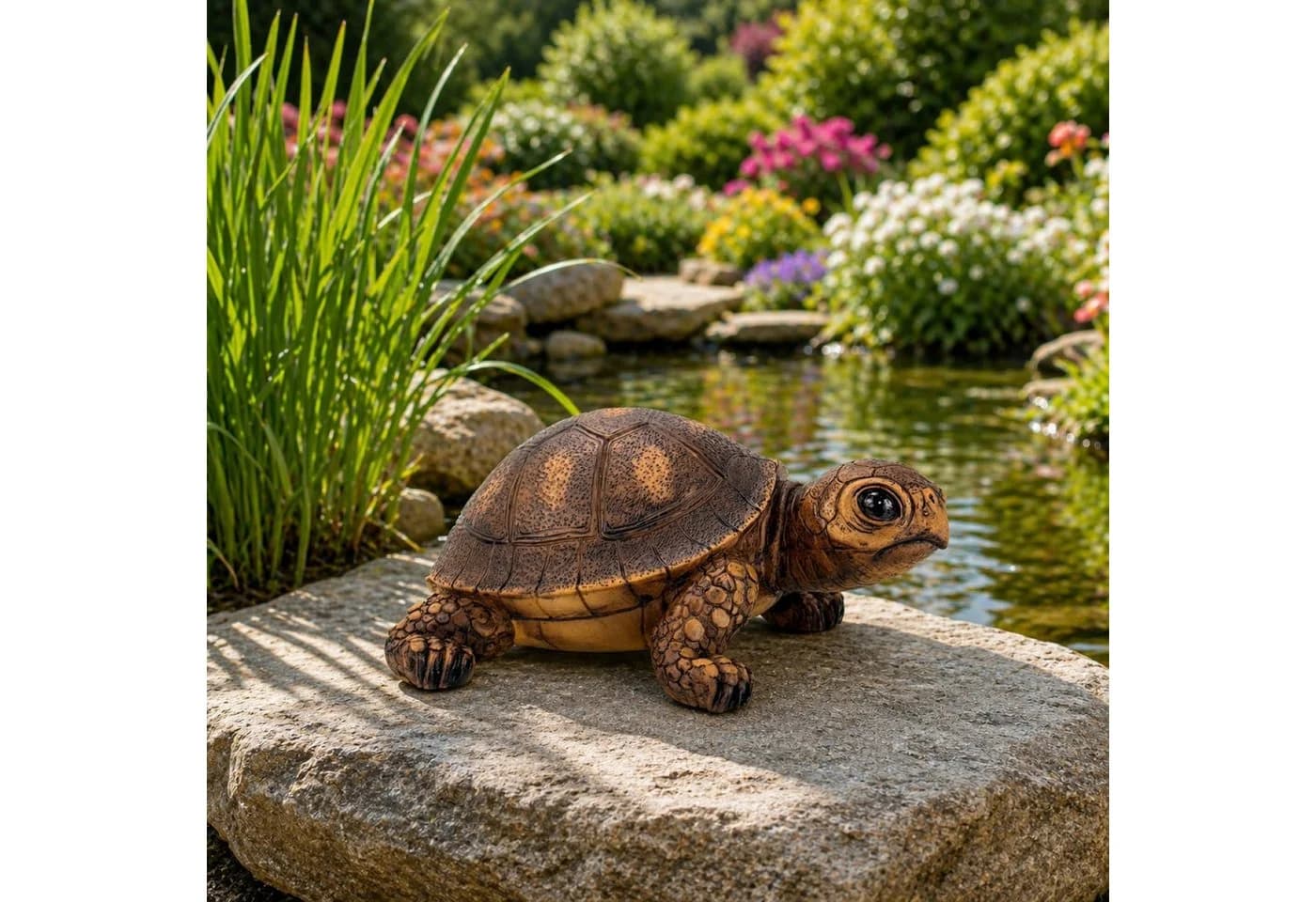 Online-Fuchs Teichfigur Schildkröte 18 cm Kunstharz Beige - Bild 2