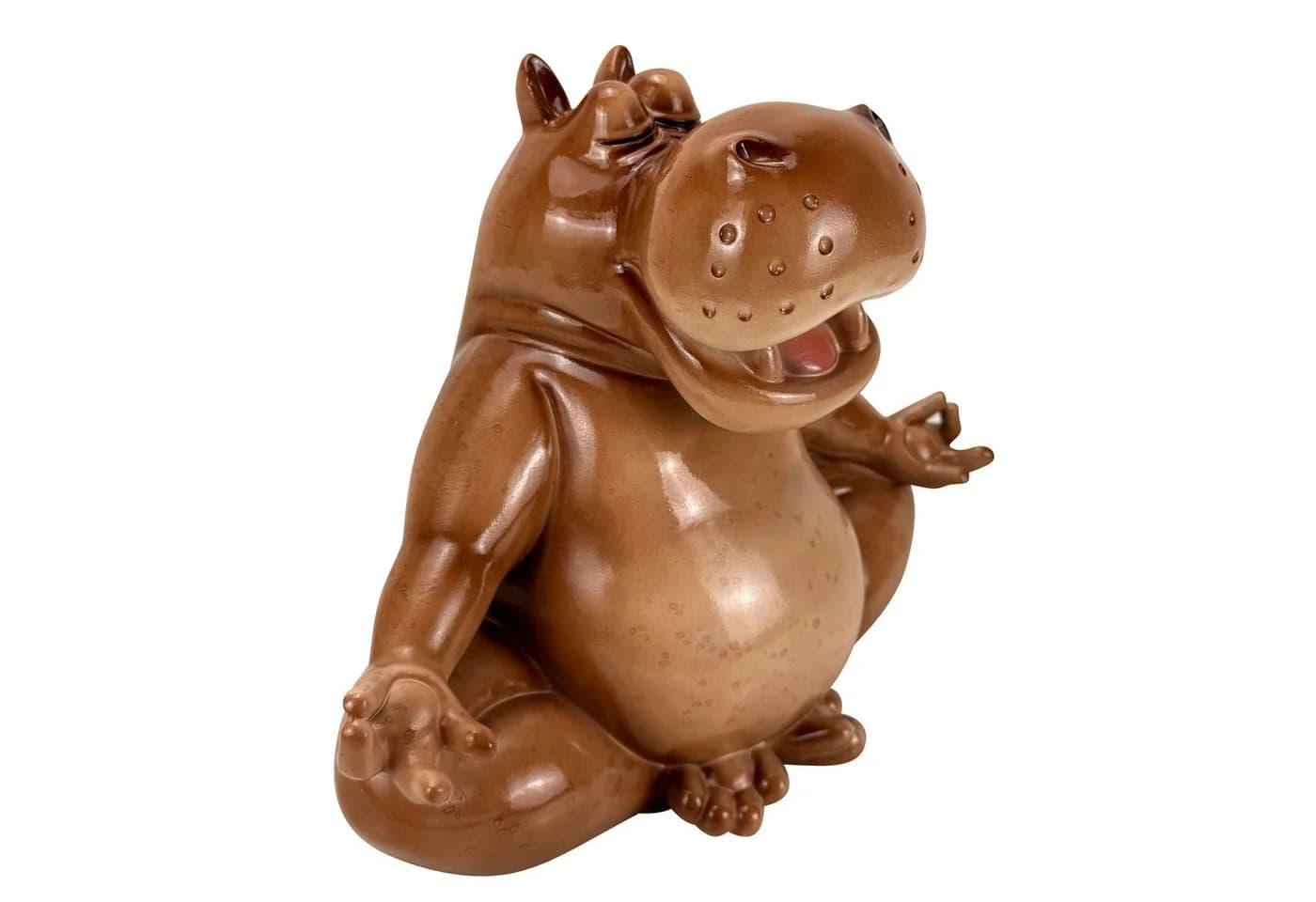 Online-Fuchs Gartenfigur Nilpferd Yoga Kunstharz