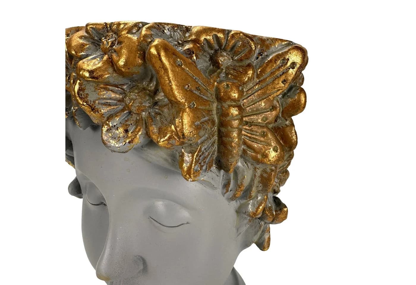 Online-Fuchs Blumentopf Frauenkopf Gold 29 cm mit Bewässerungsloch - Bild 3