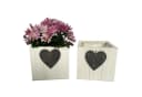Online-Fuchs 2er Set Blumentopf aus Holz mit Herz 15x15cm Bild 1