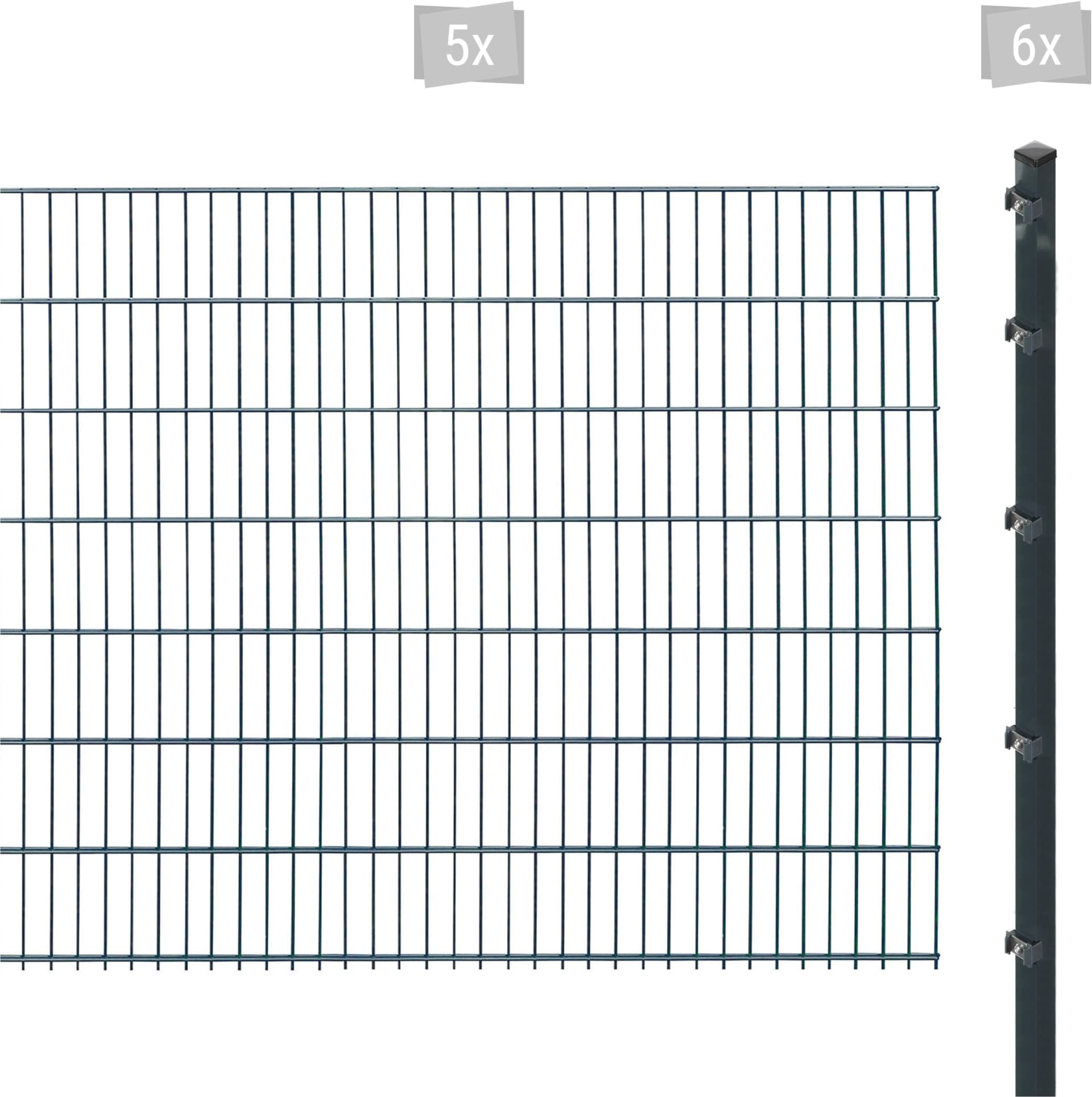 ARVOTEC ESSENTIAL 143 Doppelstabmattenzaun Set Anthrazit zum Einbetonieren