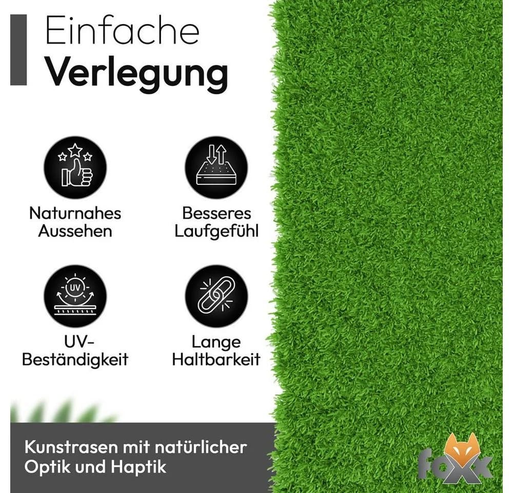 Foxx Kunstrasen 10 mm Grün UV-beständig witterungsbeständig - Bild 5
