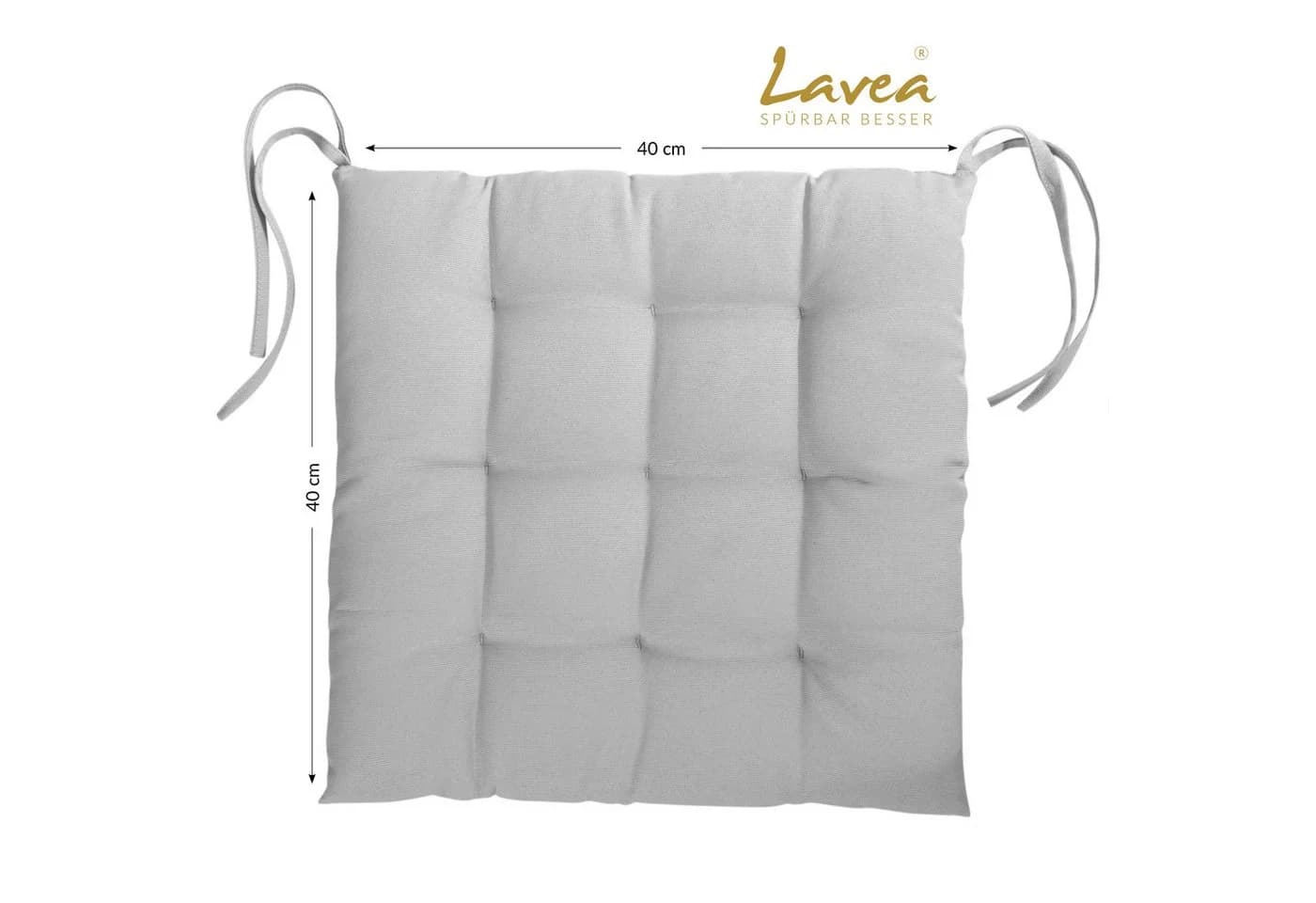 Lavea Stuhlkissen MONACO 40x40x3 cm Set 4er & 8er mit Stoffbändern Indoor & Outdoor - Bild 4