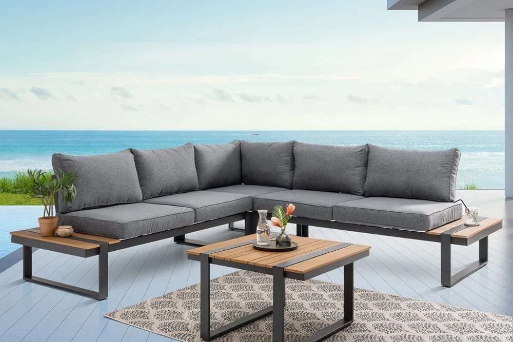 riess-ambiente Sitzgruppe TAMPA LOUNGE 240cm grau/natur