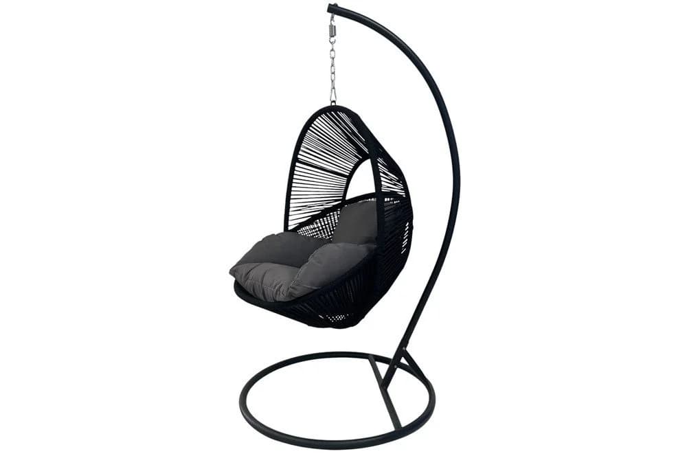 riess-ambiente Hängesessel AIR ROPE Anthrazit/ Schwarz mit Kissen