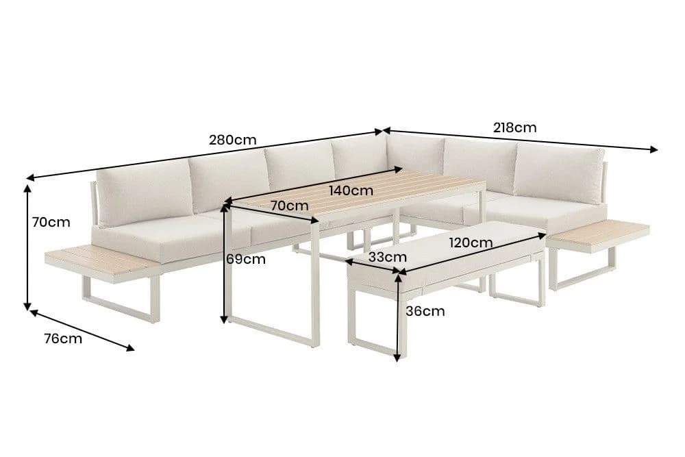 riess-ambiente Sitzgruppe IBIZA GRAND 280cm Aluminium mit Kissen - Bild 4