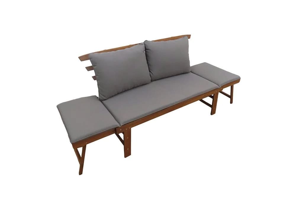 riess-ambiente Gartenbank MODULAR 200cm natur FSC-zertifiziertes Holz klappbar mit Kissen