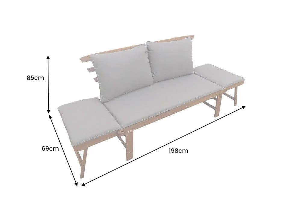 riess-ambiente Gartenbank MODULAR 200cm natur FSC-zertifiziertes Holz klappbar mit Kissen - Bild 5