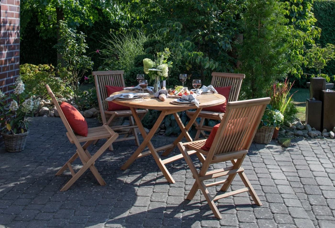 deVries Teakholz-Gartentisch Woodie Rund 120 cm Rustikal - Bild 4