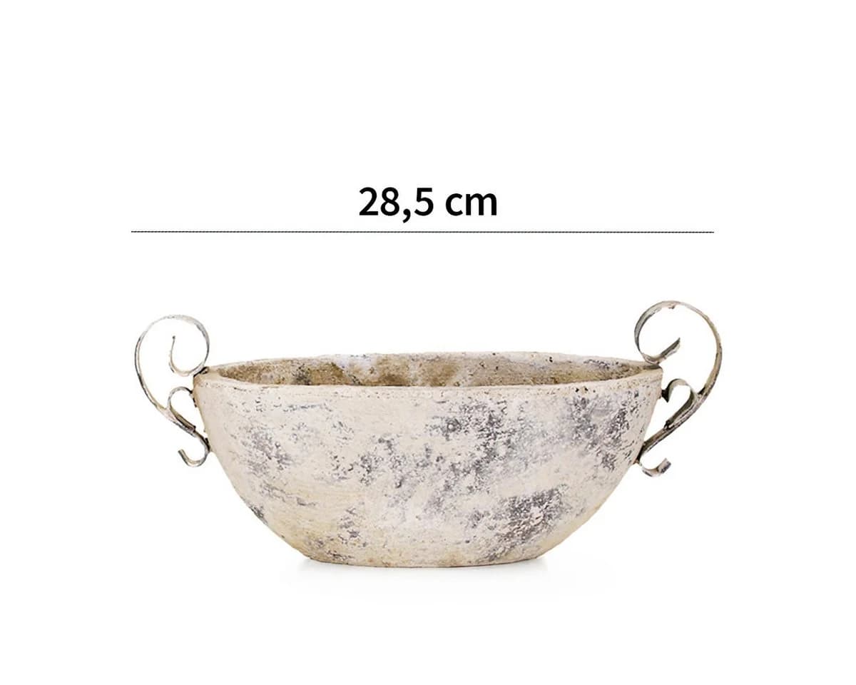 matches21 HOME & HOBBY Blumentopf Keramik Pflanzschale für draußen oval beige 28,5 cm