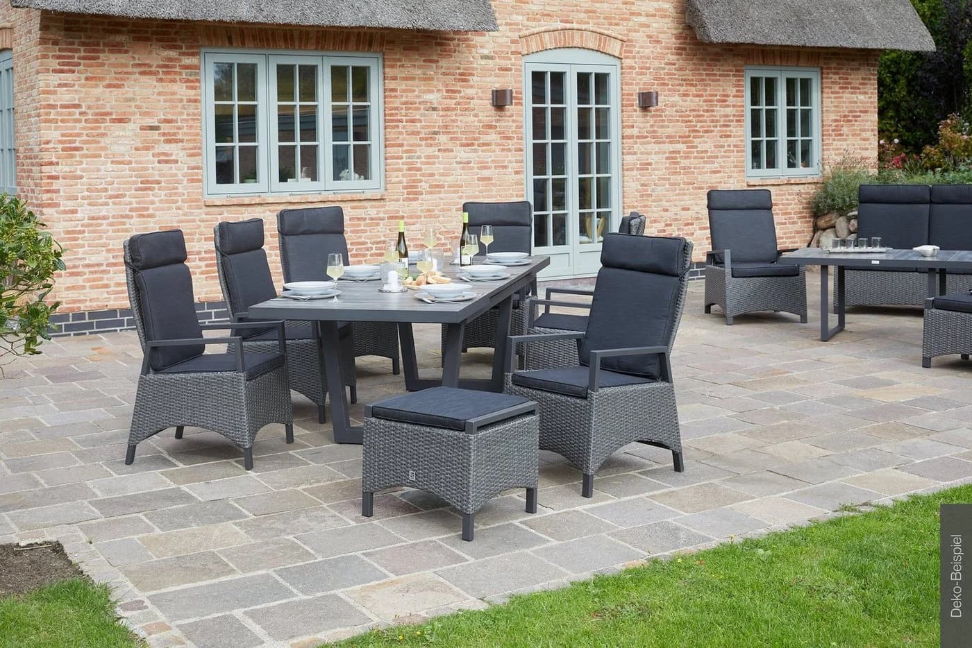 LC Garden Keramo Dining Set XII 8-tlg. Gartenset grau Aluminium Keramik