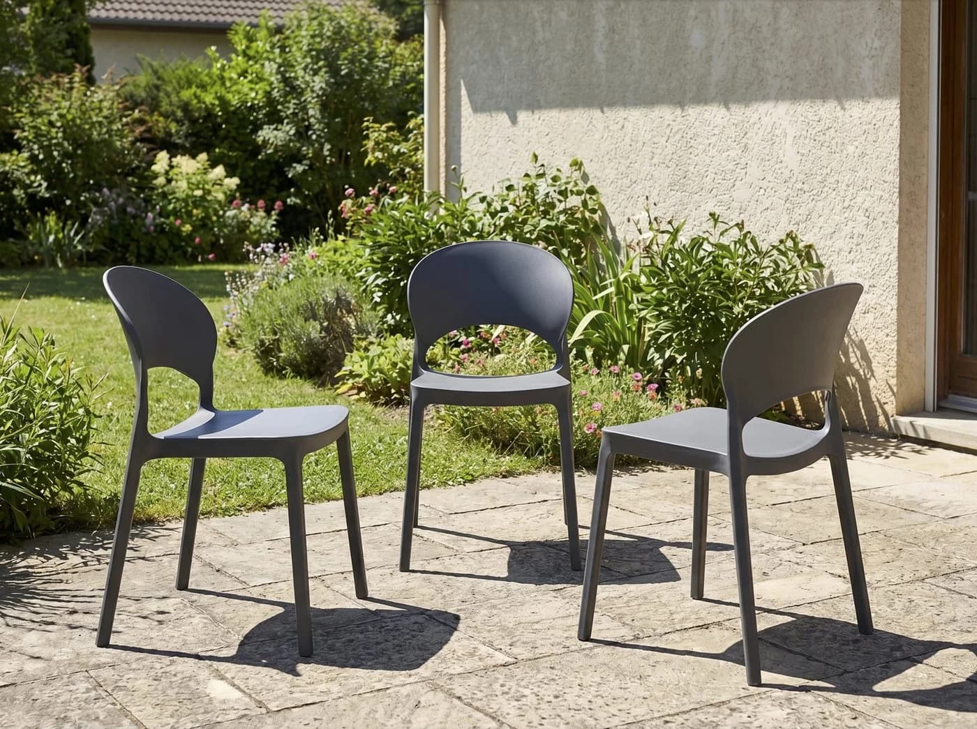 LC Garden Stapelstuhl Vini Gartenstuhl Anthrazit Kunststoff stapelbar